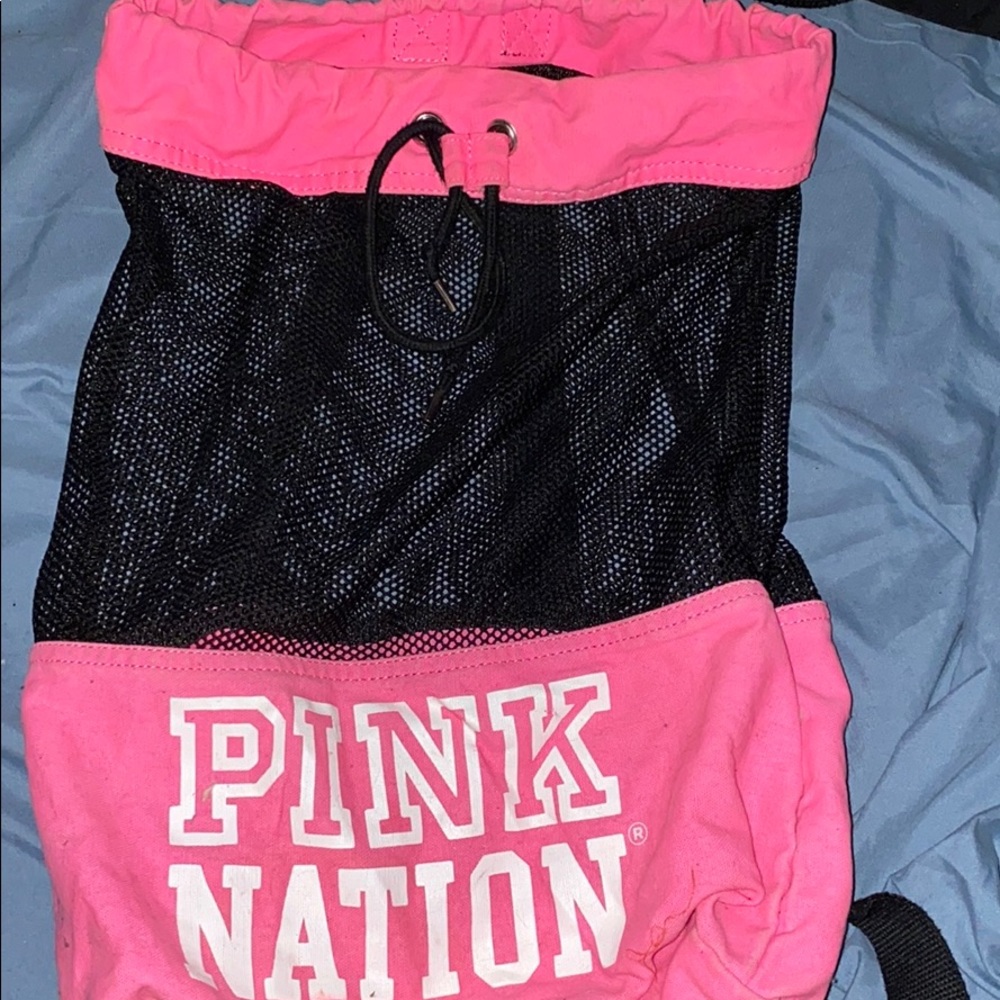 Pink Victoria secrets pull string bag